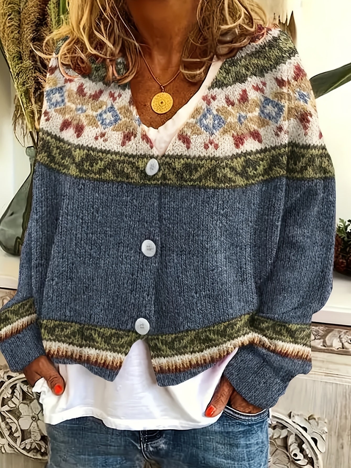 Poppy | Colourblock Button Cardigan