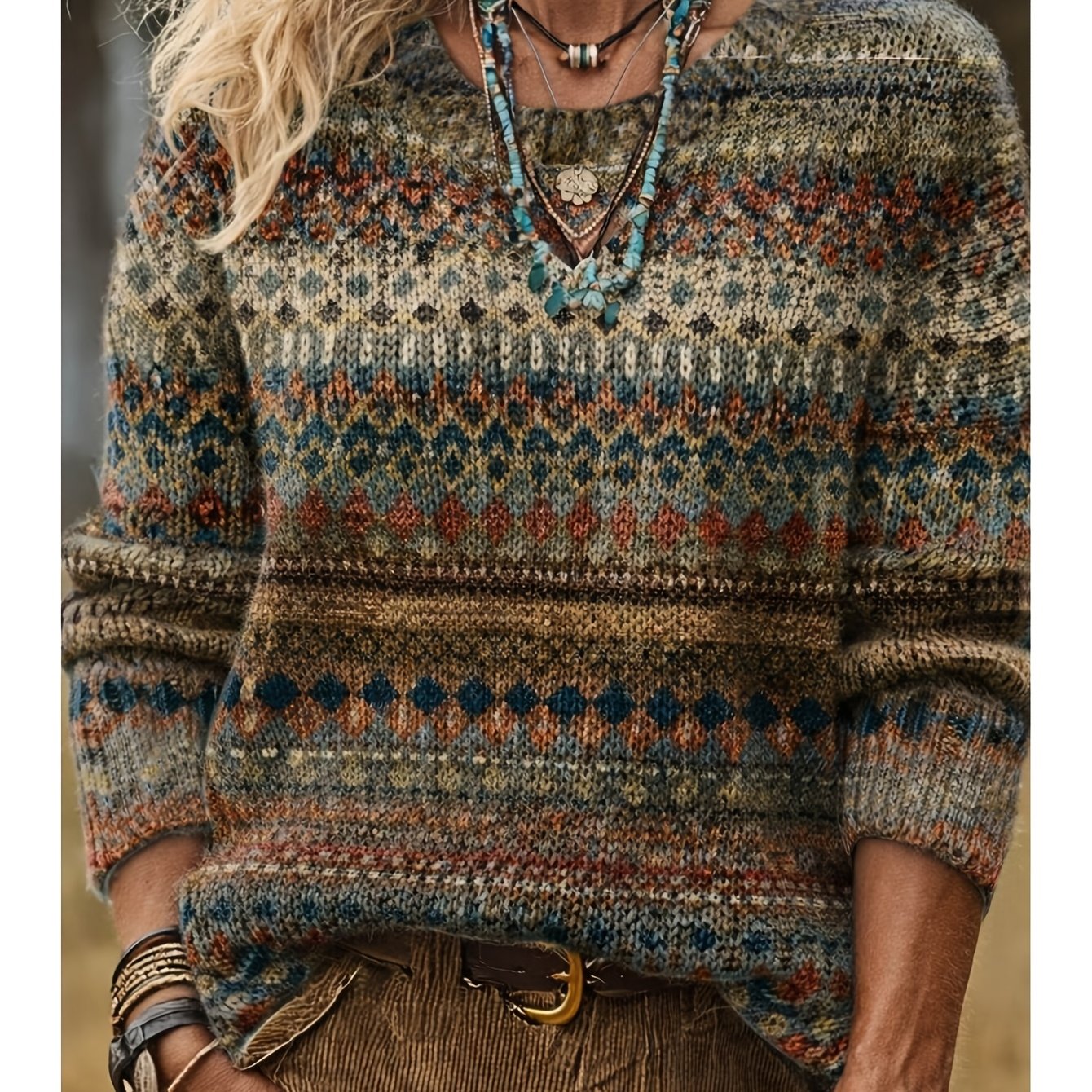 Ivy | All-Over Print Crew Neck Sweater