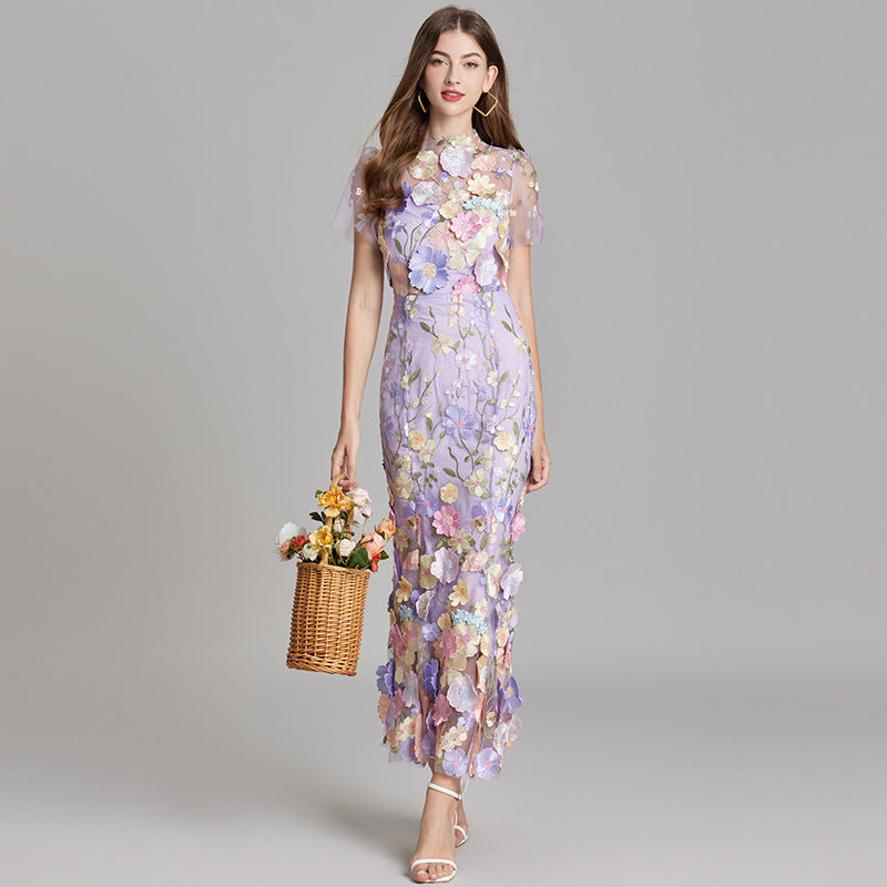 Marlowe | Tulle Floral Evening Dress with 3D Appliques