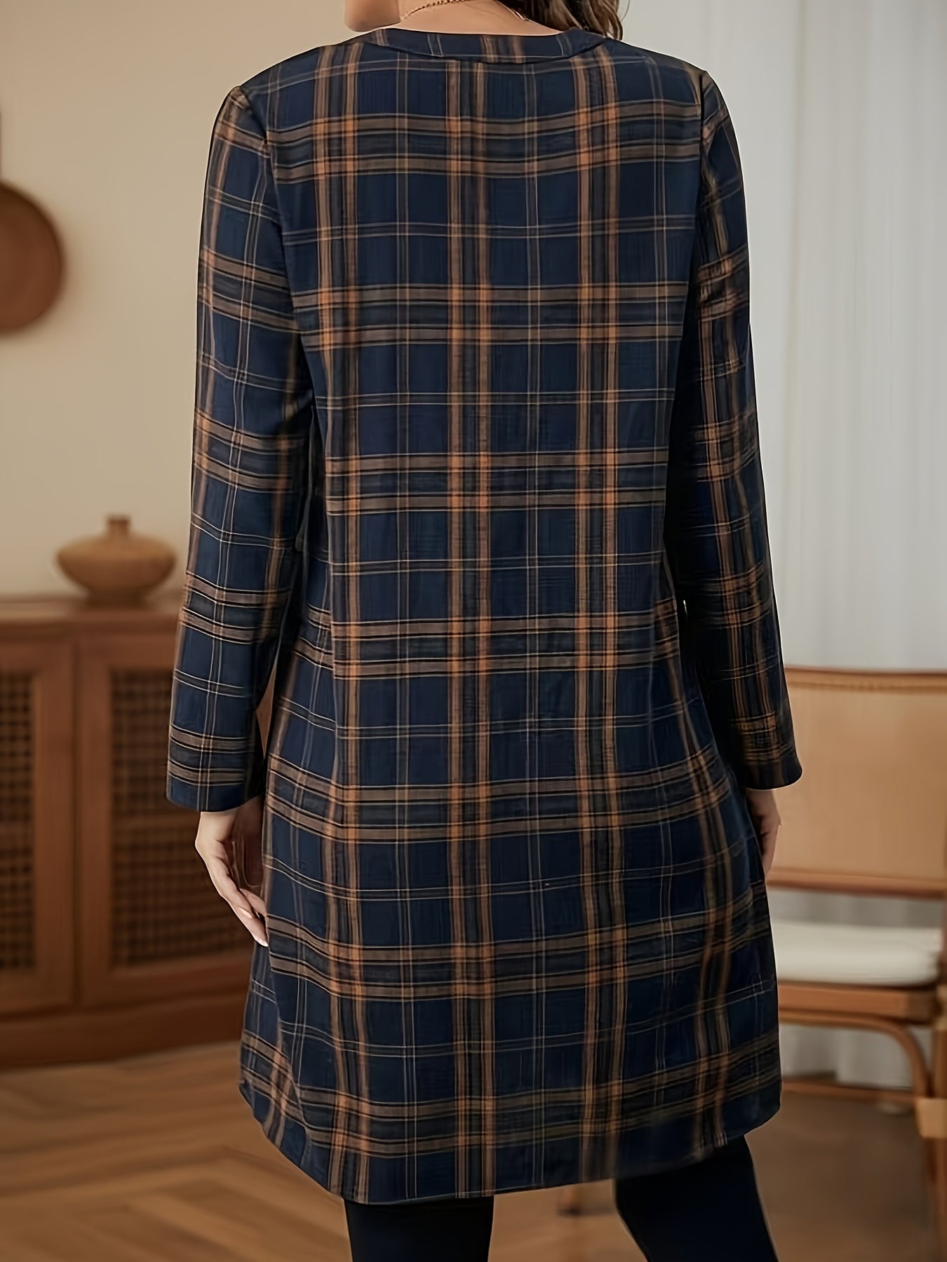 Cecilia | Checked V-Neck Open Cardigan