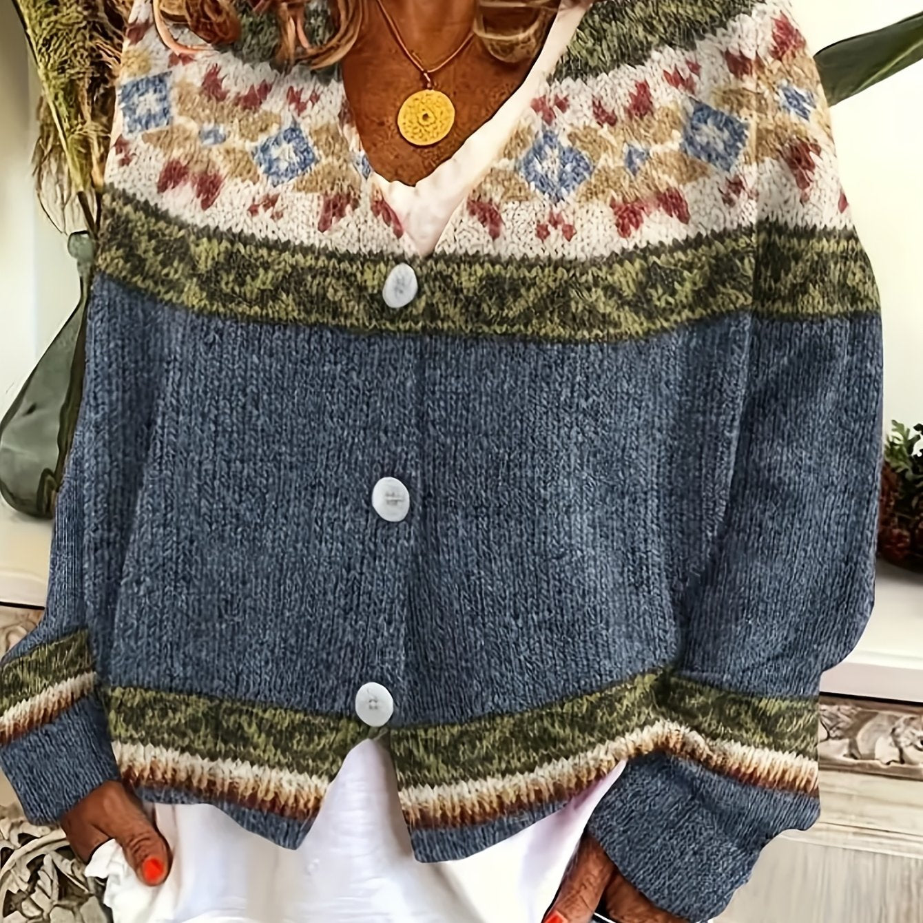 Poppy | Colourblock Button Cardigan