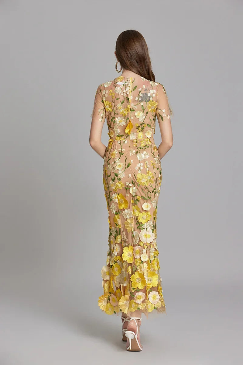 Marlowe | Tulle Floral Evening Dress with 3D Appliques