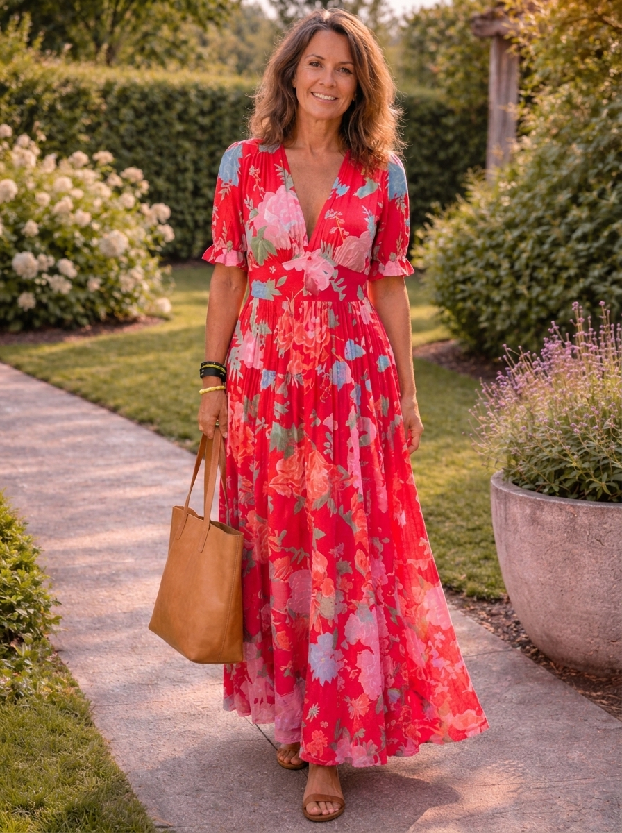Lana Sleeveless V-Neck Floral Midi Dress