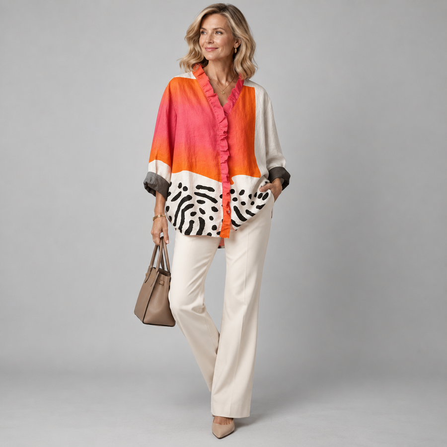 Augusta | Colour-Block Ruffle Blouse