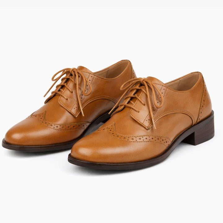 Adeline | British Carved Lace-Up Oxford Shoes