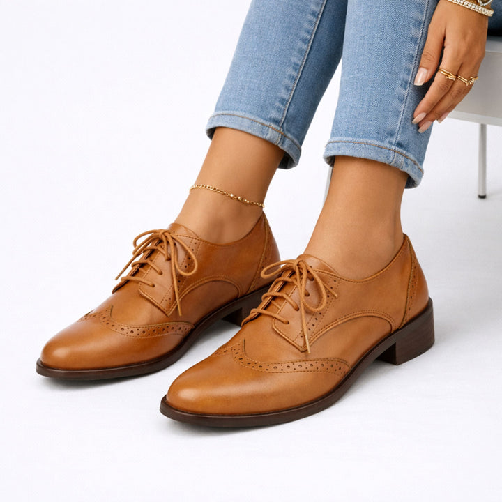 Adeline | British Carved Lace-Up Oxford Shoes