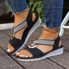Luna supportive cross-strap sandals in black