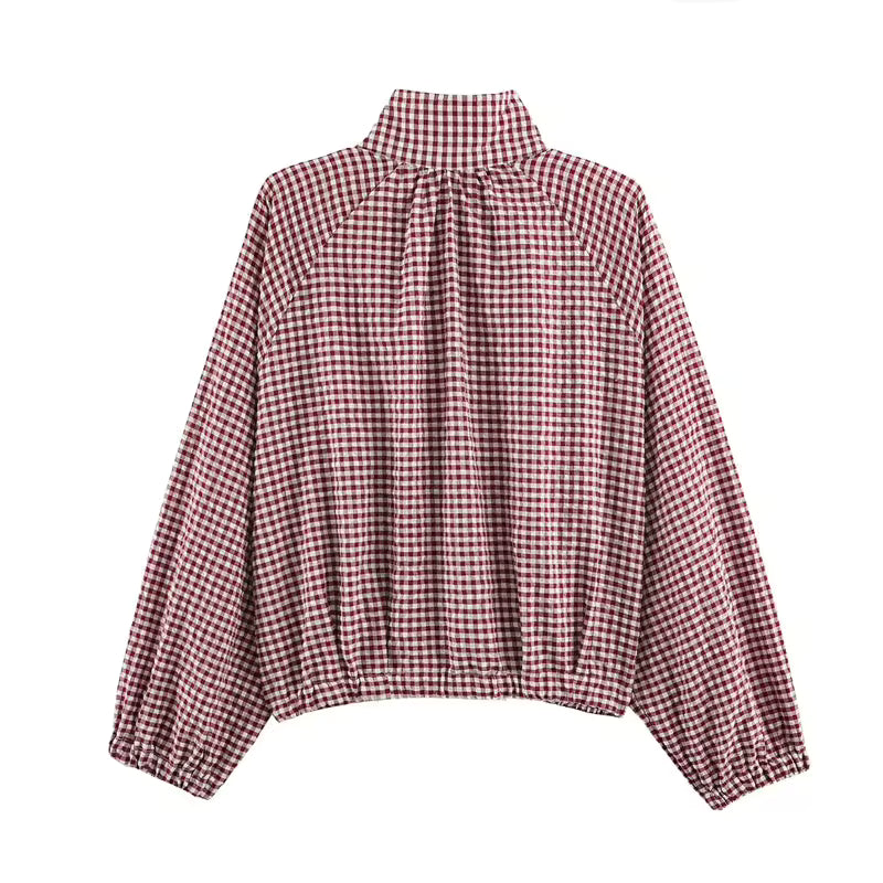 Nina | Vintage Century Gingham Funnel-Neck Jacket