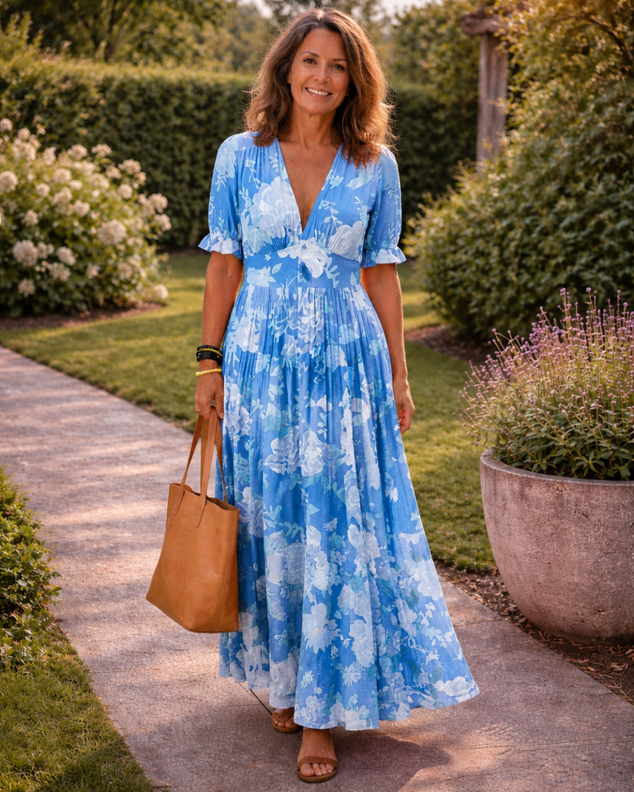 Lana Sleeveless V-Neck Floral Midi Dress