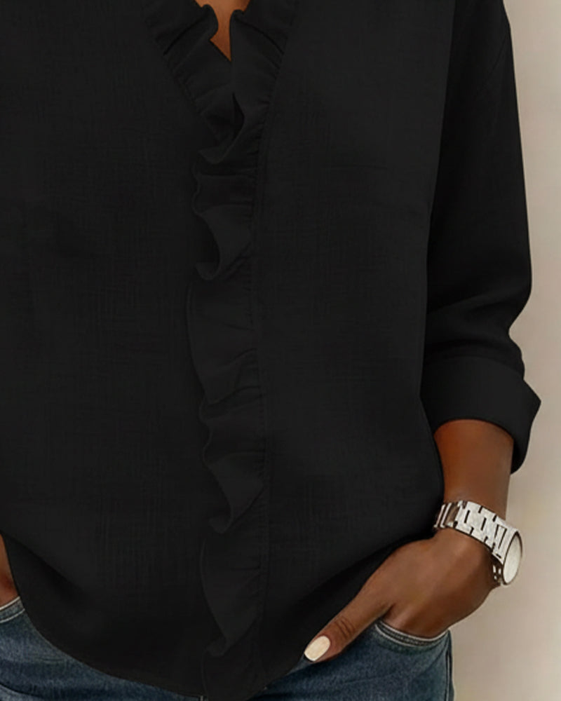 Solange | Ruffle V-Neck Blouse