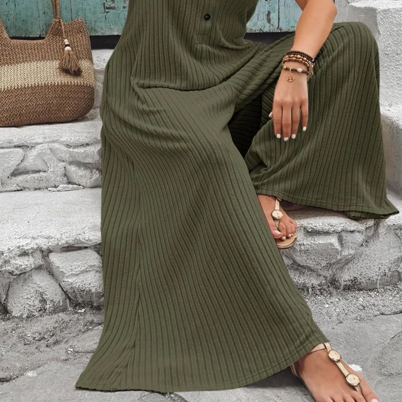 Azeloria - Women's Sleeveless Wide-Leg Jumpsuit with Pockets
