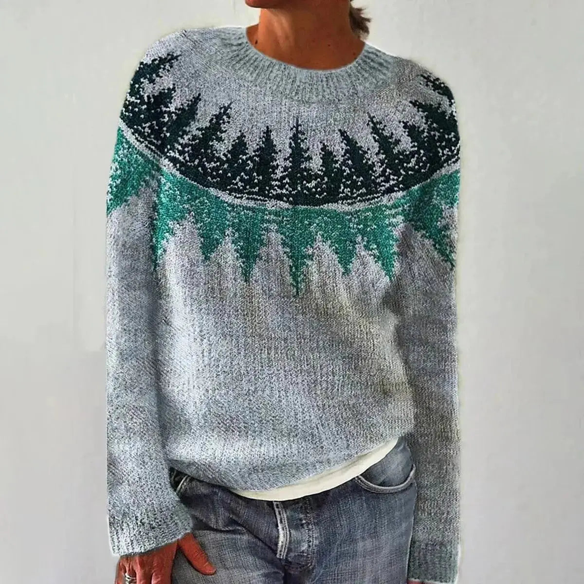 Olivia | Women's Nordic Jumper Boat Neck Relaxed Fit Multicolour